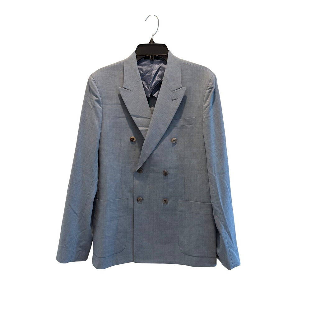 Paul Smith Mens Light Blue Wool Double Breasted Blazer Jacket 40R Made in Italy